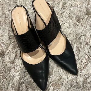 Banana Republic Black Textured Leather Mules
